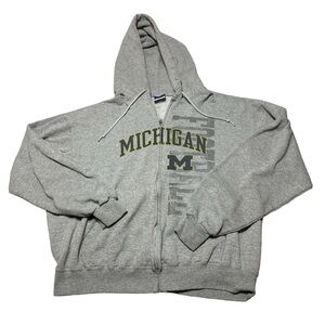 Michigan wolverines full zip sweatshirt women’s large champion brand grey hoodie